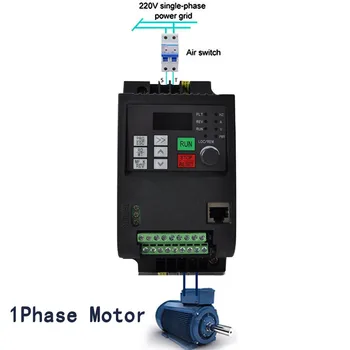 0,45 кВт/0,75 kw/1,5 kw/2.2 kw AT2 VFD монофазен 220v входящ и монофазен изход конвертор на честотата на Въртене на монофазни електромотори