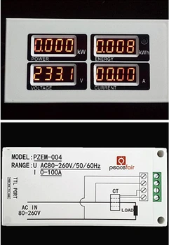 100A, AC 80 ~ 260 В Цифров електромера Монитор Напрежение, кВтч Вата Волтметър Амперметър