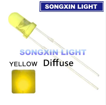 100шт Умна Електроника F3 3 мм Кръгъл жълт цвят с подсветка, множествена кръг led led лампа