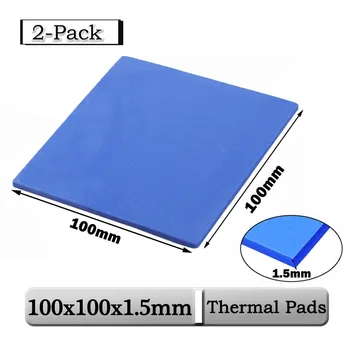 2 елемента Gdstime 100x100x1,5 мм Дебелина 0,15 см Синя полагане на радиатора на процесора 100 ммх1,5 мм, 15 мм и Охлаждаща Водещ силиконова Термопластичная уплътнение