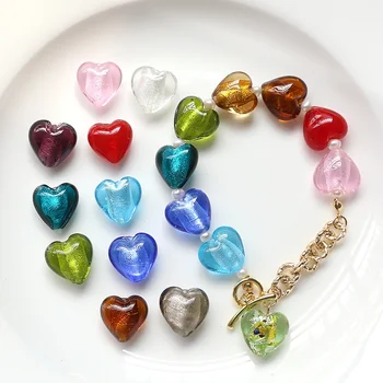 2 елемента Ретро Скъпа стъклена Цветна глазура, Сърцето си за Любовта, Разпръснати перли, Аксесоари за бижута от мъниста, ръчно изработени аксесоари