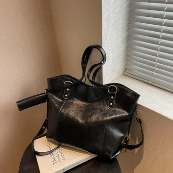 2023, дамски Модни ежедневни чанти-тоут от изкуствена кожа с голям капацитет в ретро стил, дамска чанта, джоб, дамска чанта