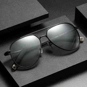 2023 Нови слънчеви очила Без рамки, от чист титан, поляризирани очила, сиви супертонкие лещи, слънчеви очила
