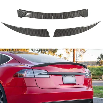 3 бр., спойлер на задния багажник, сплитер за устни, замяна на цвят, изработени от въглеродни влакна за Tesla Model 3 с 2017 до 2023 Нова