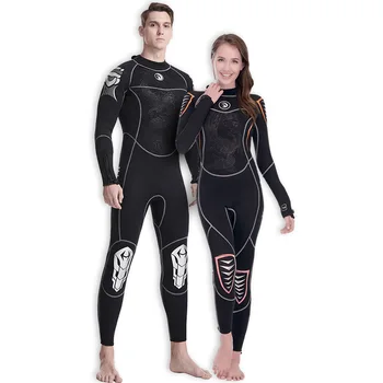 3 мм неопреновый черен неопрен за мъже и жени, водолазный костюм с дълъг ръкав, едно парче двойка неопрен за сърф и гмуркане