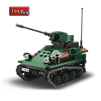 394 бр. Модел на танк на военната серия от Втората световна война - Строителни тухли с бронирани автомобили - Идеалният подарък за деца