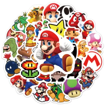 50 бр. игра Super Mario Bros Мультяшная стикер с фигурки от аниме Марио, играчки, китара, с куфар, индивидуална стикер, подарък за рожден ден за деца