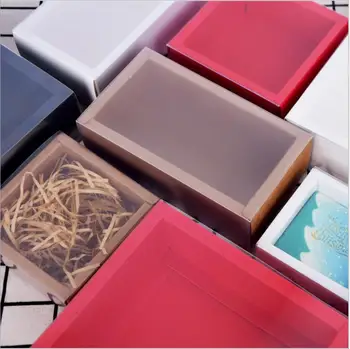 50шт търговия на Едро с Прозрачна Кутия От Крафт-Хартия Ръчно изработени, Кутия За Сапун, Кутия За Опаковане на Цветя Чай За Подарък