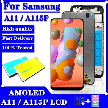 6,4 Оригинален A115 LCD дисплей За Samsung Galaxy A11 LCD A115 A115F A115F/DS LCD дисплей с сензорен екран Дигитайзер В събирането на