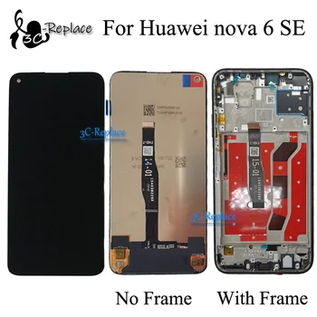 6.4 см За Huawei Nova 6 SE JNY-AL10 JNY-TL10 LCD сензорен Дисплей, Дигитайзер, В Събирането, Подмяна С Рамка