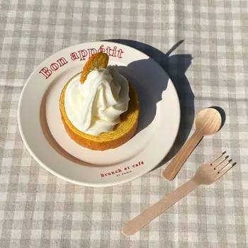 8-инчов Керамичен Диск на Корейското Ретро едно Просто Писмо Домакински Чиния За Салата, Закуска Плодов Десерт Чиния За Торта