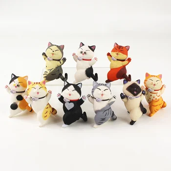 9 бр./лот, 7 см, статуетка на Котка, играчки, Китен Fuji Neko със звънци, мультяшные модели на Животни, на играчки