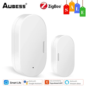 Aubess Zigbee 3.0 Door Window Сензор Безжичен Магнитен Сензор Sasha Smart Home Door Window Работи С приложение Smart Life / Alexa/Google