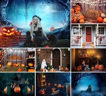 Avezano, на фона на Хелоуин, Надгробный камък, призрак, тиквен фенер, Луната, фон за снимки на Деня на раждане на детето, за фото студио, фотофон
