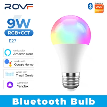 Bluetooth 5,0 Умна крушка 10 W E27 Безжична Smart Life (Hristo) Управлението на приложение с потъмняване RGB + CW + WW led Лампа, което променя цвета си