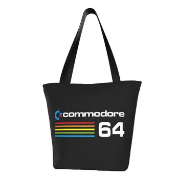 Commodore 64 Чанта за пазаруване на хранителни стоки, холщовые чанти-тоут за купувачите, по-голям капацитет, здрава компютърна чанта C64 Amiga