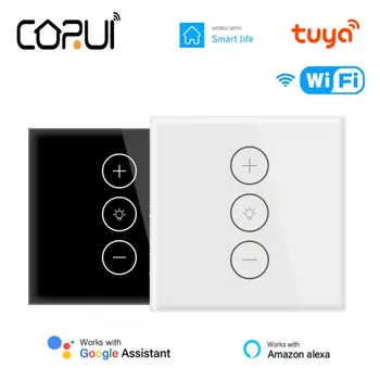 CORUI Sasha Smart WiFi Switch 10A ЕС монтиран на стената lcd Сензорен Прекъсвач Затъмняване Стъклен Панел, Ключове за осветление Работят С Google Home Алекса Smart Life