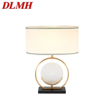 DLMH Модерна светодиодна настолна лампа Луксозен дизайн E27, Бял мрамор настолна лампа, домашен led декоративна лампа за фоайе, дневна, офис, спалня