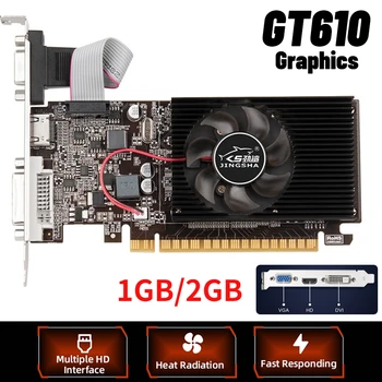 GT610 1G/2G Графична видео карта 810 Mhz DDR3 Видео карта PCIE X16 2.0 NVIDIA HDMI-Съвместими VGA DVI с ниско ниво на Шум за настолни КОМПЮТРИ