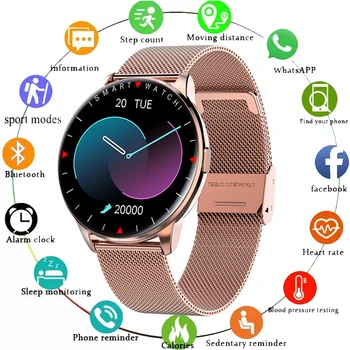 IP68 Водоустойчив Смарт Часовници Дамски Bluetooth Smartwatch Мъжки Фитнес наблюдение на сърдечната честота, За OPPO Android и Apple Huawei, Xiaomi
