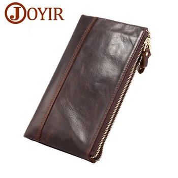 JOYIR мъжки дълъг портфейл от естествена телешка кожа, с двоен цип, държач за карти, пакет от средства за мъжката кожа на чантата, мъжки чанти-клатчи