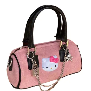 Kawaii Sanrio аниме Hello Kitty bag-тоут, голям капацитет, модерна универсална чанта през рамо със сърца за момичета, подарък за рожден ден