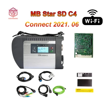 MB Star SD C4 Connect Компактен диагностичен инструмент за леки и товарни автомобили с Wi-Fi 2021. 06 с Безплатен многоезичен DTS Монако и Vediamo