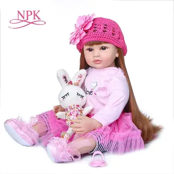 NPK 60 см, красиво момиче, с дълга коса, възстановената кукла за деца, са подбрани играчка, кукла, подарък за Коледа, благородна кукла