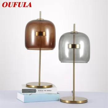 OUFULA Модерна лесна настолна лампа в скандинавски стил, led произведения на десктоп осветлението за декорация на дома, спални