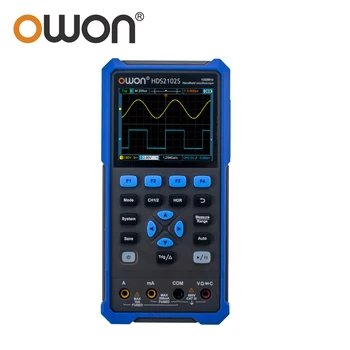 OWON 2CH HDS2202S 200 Mhz 1GSa/s Ръчен осцилоскоп Мултицет 25 Mhz Генератор на сигнали, форма на вълната от 3,5 инча, USB True RMS Тестов инструмент