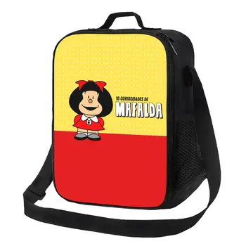 Quino Комикси Mafalda, изолирано чанта за обяд, за работа, училище, комикс, манга, водоустойчив термохолодильник, обяд-бокс за жени и деца