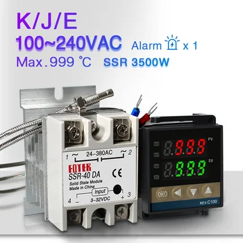 REX-C100 PID-регулатор на температура 220 400 градуса Цифров термостат Изход 40A SSR K Тип термодвойка