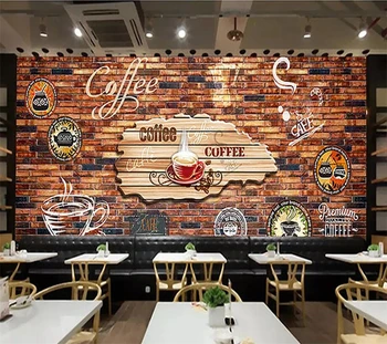 wellyu Тапети по поръчка 3d фотообои кафе реколта тухлена стена papel de parede 3d фон тапети за дома тапети