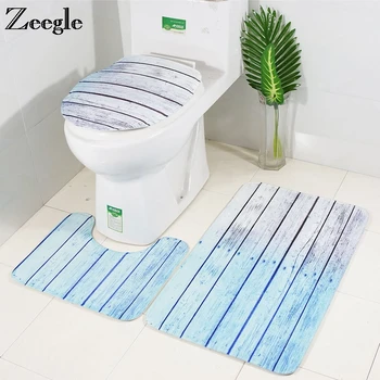 Zeegle 3 бр. комплект постелки за баня, фланелен постелки с шарките на дървото, подложка за тоалетна, комплекти, килими за баня, Мини постелки за баня, килимчета за баня
