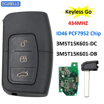 Бесключевой дистанционно Управление Smart Key 433,92 Mhz ID46 PCF7952 с Чип за Ford C-Max, Focus MK2 Kuga, Mondeo, Galaxy 3M5T15K601-DC/DB HU101 Blade