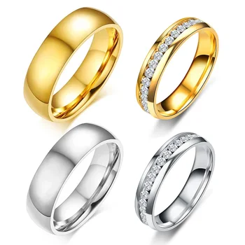 Годежни пръстени златни сребърен цвят, пръстен за жени, мъжки бижута, годежен пръстен от неръждаема стомана, подарък за годишнина отношение Невероятна Цена