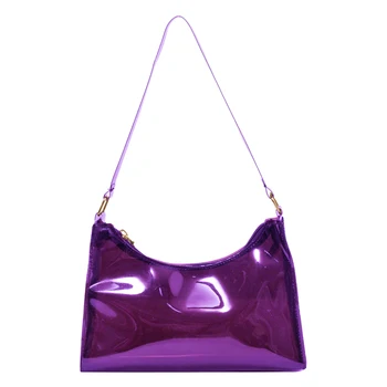 Дамска чанта във формата на полумесец, желеобразная однотонная PVC-чанта за подмишниците, прозрачна чанта за подмишниците, ежедневна мода празнична облекло, портфейли за момичета, женски клатч