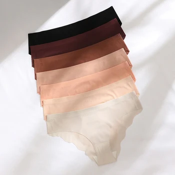 Дамски копринени бикини S-XL, удобни обикновена гащи, шарени и приятни за кожата колан, меки дишащи дамски гащи, 7 цвята