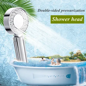 Двустранен накрайник за душ с двойна функция, Водосберегающая кръгла ABS хром накрайник за душ, ръчен душ с високо налягане