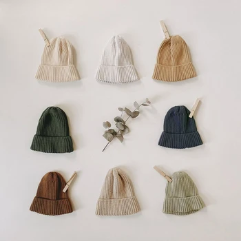 Детска шапка от чист памук Jenny & Dave Моранди карфиол, есенно-зимни, за новородени бебета момчета и момичета, вязаная вълнена шапка за деца