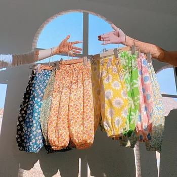 Детски панталон с цветен модел, летни свободни слънчеви универсални панталони от комари, с нов дизайн, тънък панталон със средна и висока талия с принтом