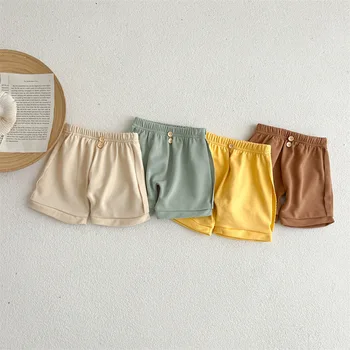 Детски шорти HoneyCherry, летни нови детски удобни обикновена памучни шорти, сладки къси панталони