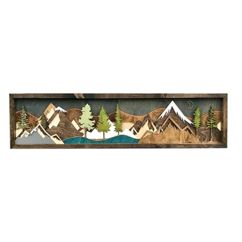 Дървени Стенни художествена рисувани ръчно изработени, тематично изображение на планина, 3D Пейзаж 2023, Нова Директна Доставка