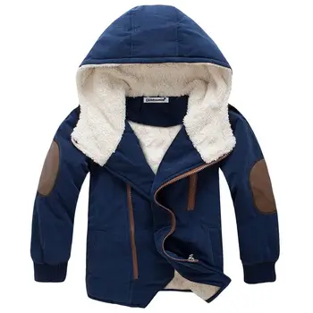 Зимни плътни якета за момчета 2023, Нова топли дрехи, детски яке, плюс кадифе стеганая яке, яке с качулка за момчета, зимна костюм на средна дължина
