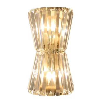 Златен Луксозен кристал, с монтиран на стената лампа, модерна проста всекидневна, нощни метална лампа за спални, Осветлението за декорация на дома, led крушка E14
