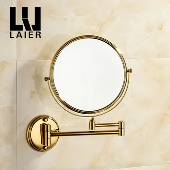 златното огледало за банята, увеличително огледало за грим, аксесоари за баня, Увеличително двойно рамо, удължител 8 инча