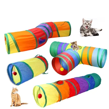 Играчки-тунели за домашни котки с 2/3/4/5 дупки, Сгъваема Интерактивна Образователна играчка за котки, Зайци, Туннельная тръба за животните
