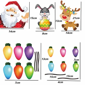 Коледна светоотражающая стикер, Дядо Коледа, коледни, стикери с елени, Великденският заек, яйца, стикер за стени на бани, хладилник, детска стая