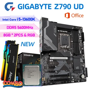 Комплект дънна платка GIGABYTE Z790 UD DDR5 Intel Core i5 13600K CPU Kit Kingston D5 5600Mhz 16GB (8GBx2) дънна платка Настолна Овни ATX
