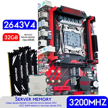 Комплект дънната платка Atermiter X99 D4 с процесор Xeon E5 2643 V4 CPU LGA 2011-3 DDR4 32 GB (4 X 8 GB) памет, 3200 Mhz ECC REG